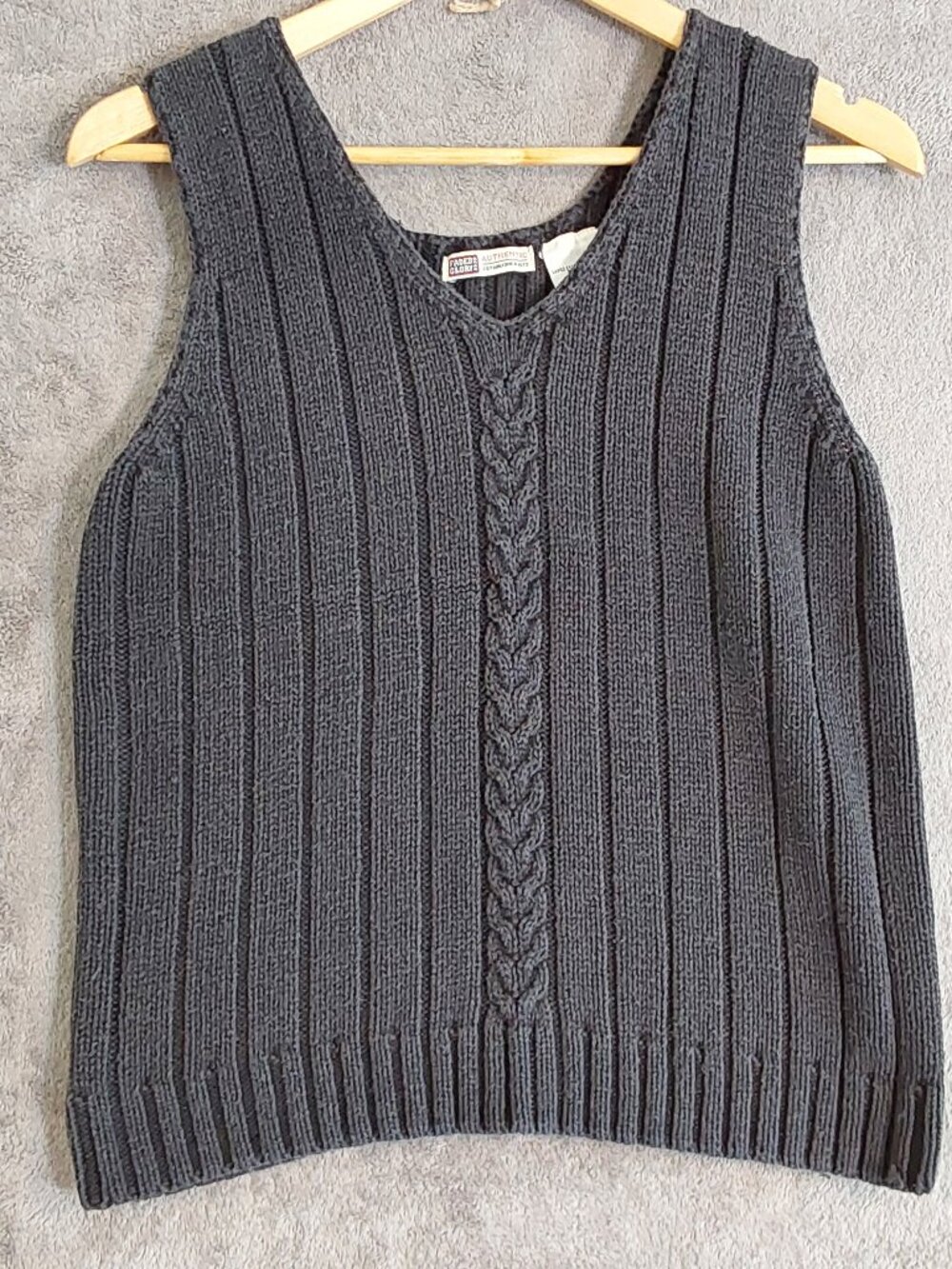 Faded Glory Sleeveless Sweater Tank Women's Large Gray Cable Knit Ribbed Top